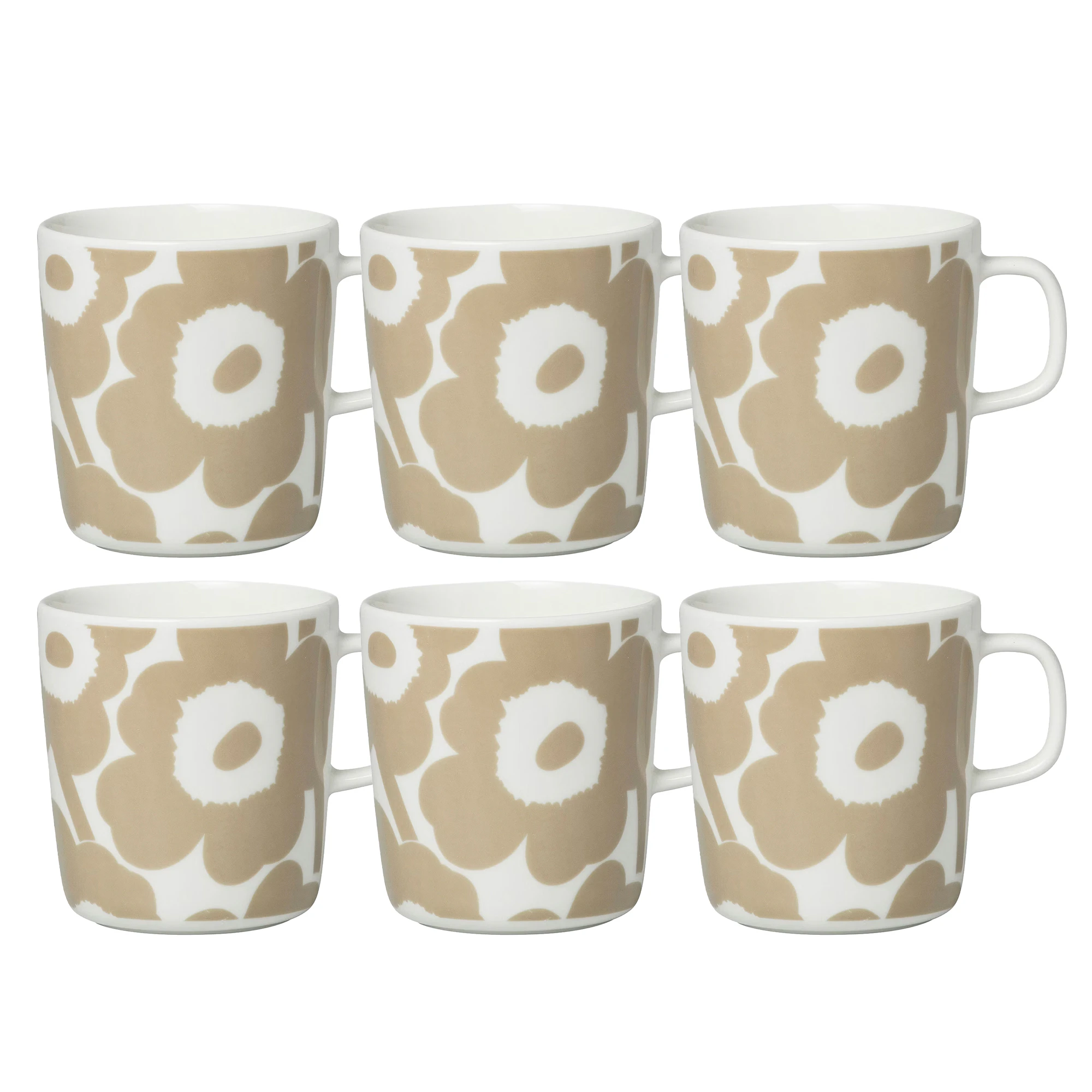 Marimekko Oiva / Unikko Krus 40 Cl 6-pk Beige / - Kaffekopper Stengods Hvit - 070402-180X6