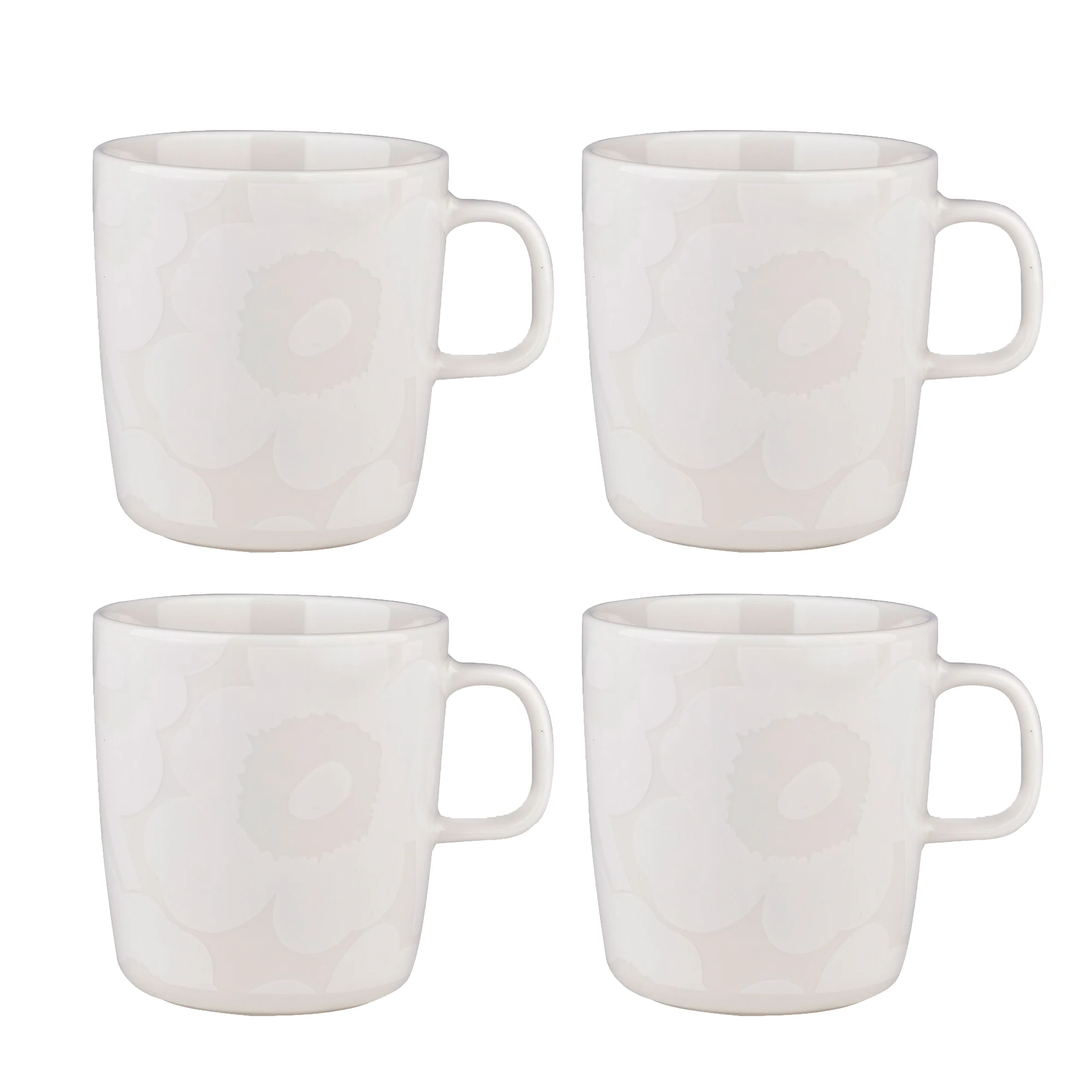 Marimekko Oiva / Unikko Krus 40 Cl 4-pk - Kaffekopper Stengods Hvit - 072584-100X4