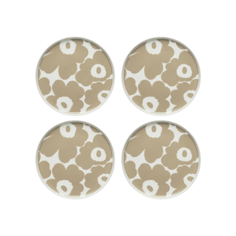 Oiva / Unikko Sidetallerken 20 cm 4-pk, Beige / Hvit