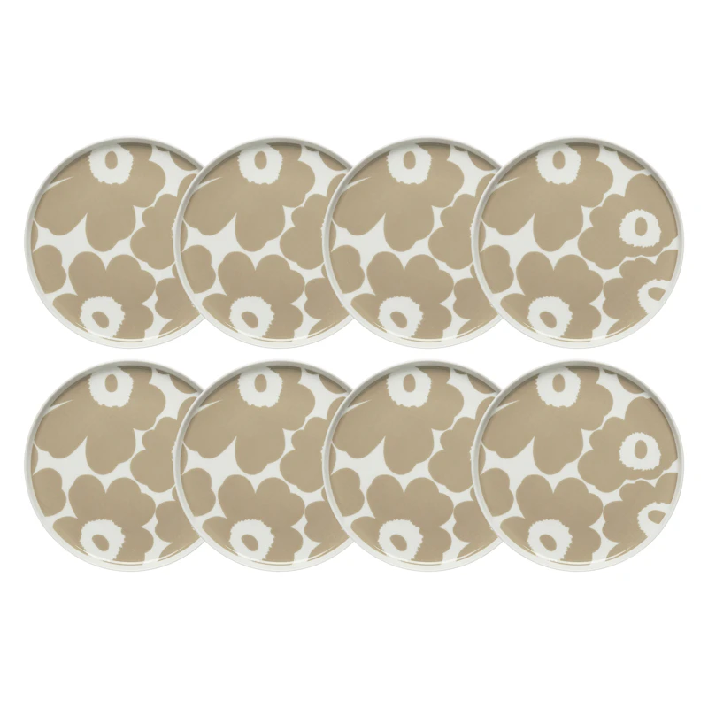Oiva / Unikko Sidetallerken 20 cm 8-pk, Beige / Hvit