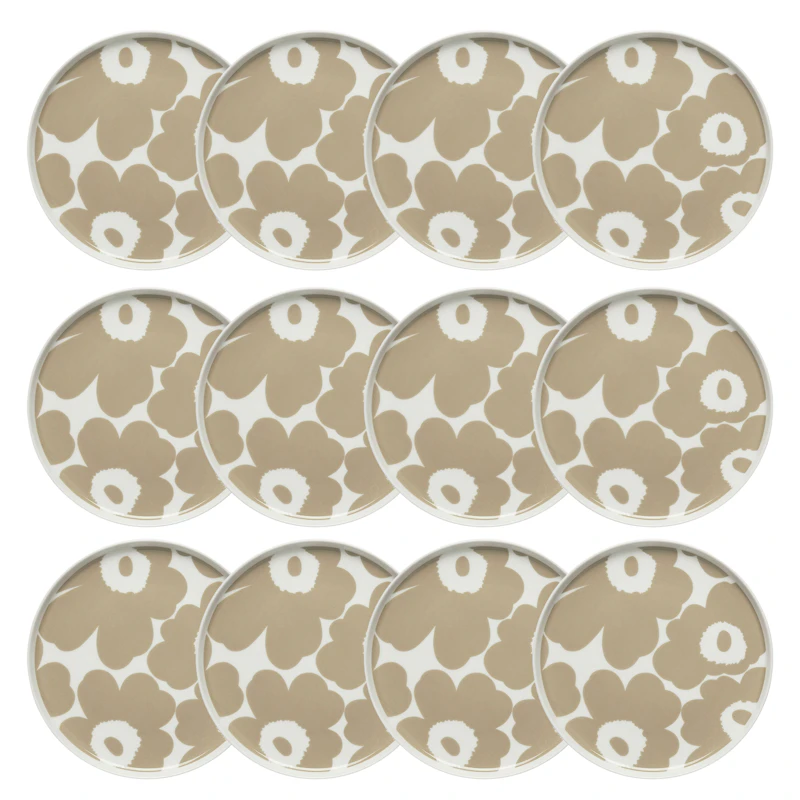 Oiva / Unikko Sidetallerken 20 cm 12-pk, Beige / Hvit