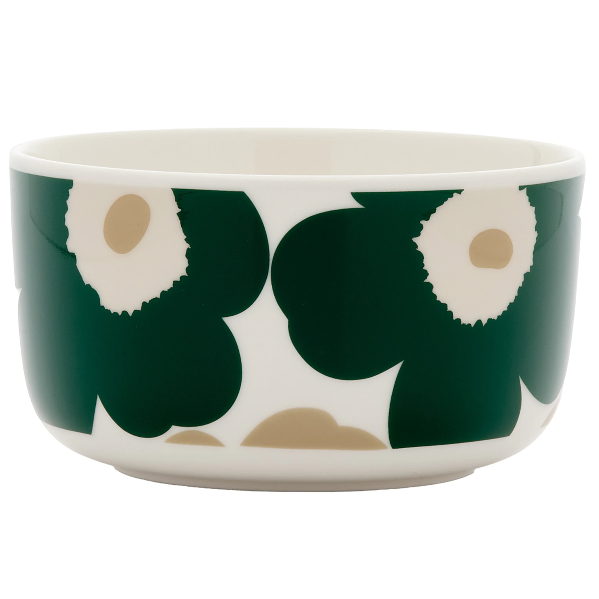 Marimekko Oiva/unikko Sk&aring;l 50 Cl M&oslash;rkegr&oslash;nn / Light Sand - Serveringssk&aring;ler Stengods M&oslash;rk Gr&oslash;nn - 075872-168