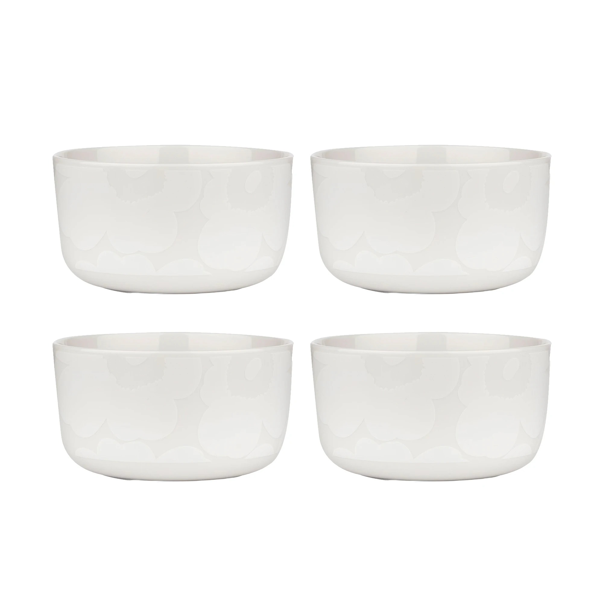 Marimekko Oiva / Unikko Sk&aring;l 50 Cl 4-pk - Serveringssk&aring;ler Stengods Hvit - 072591-100X4
