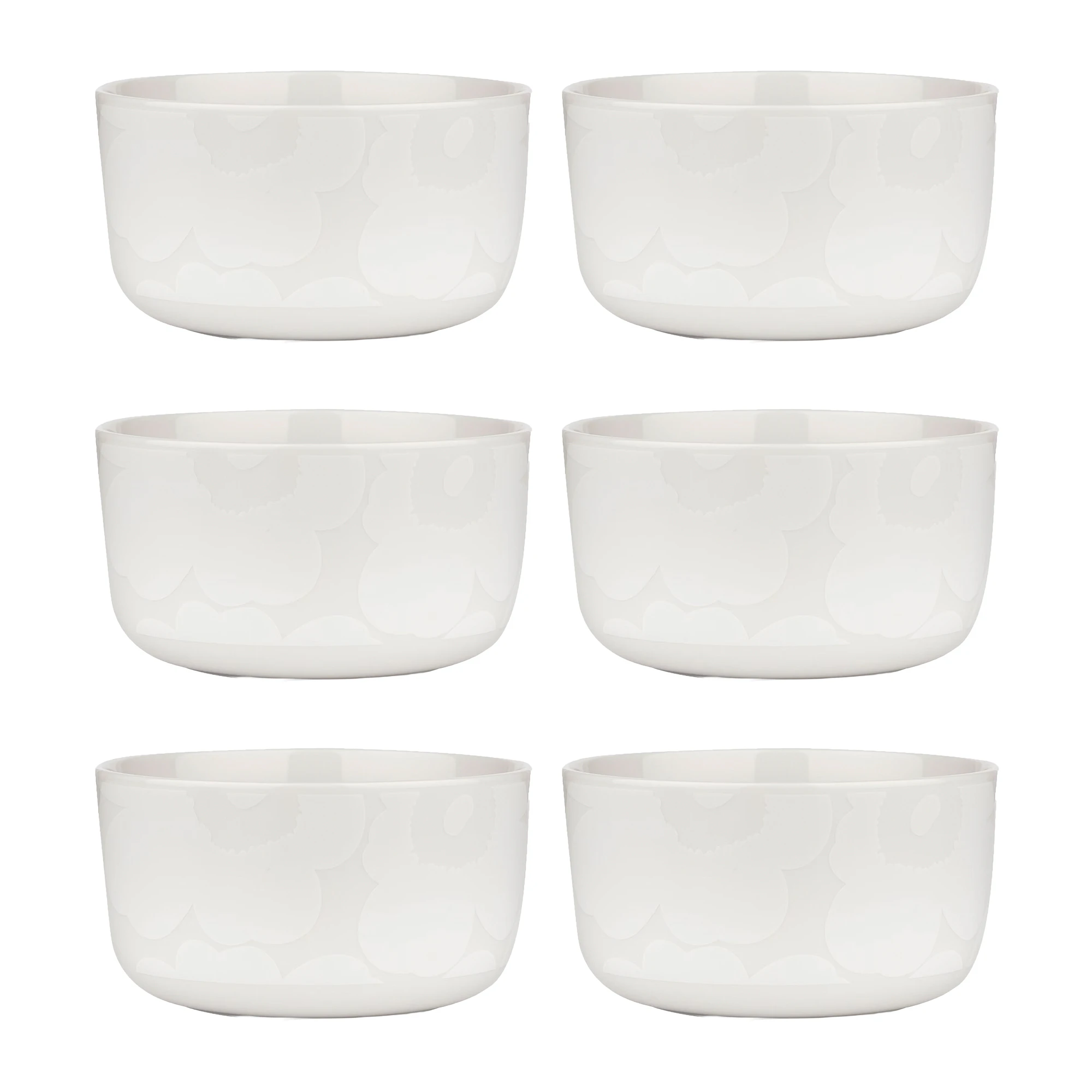 Marimekko Oiva / Unikko Sk&aring;l 50 Cl 6-pk - Serveringssk&aring;ler Stengods Hvit - 072591-100X6