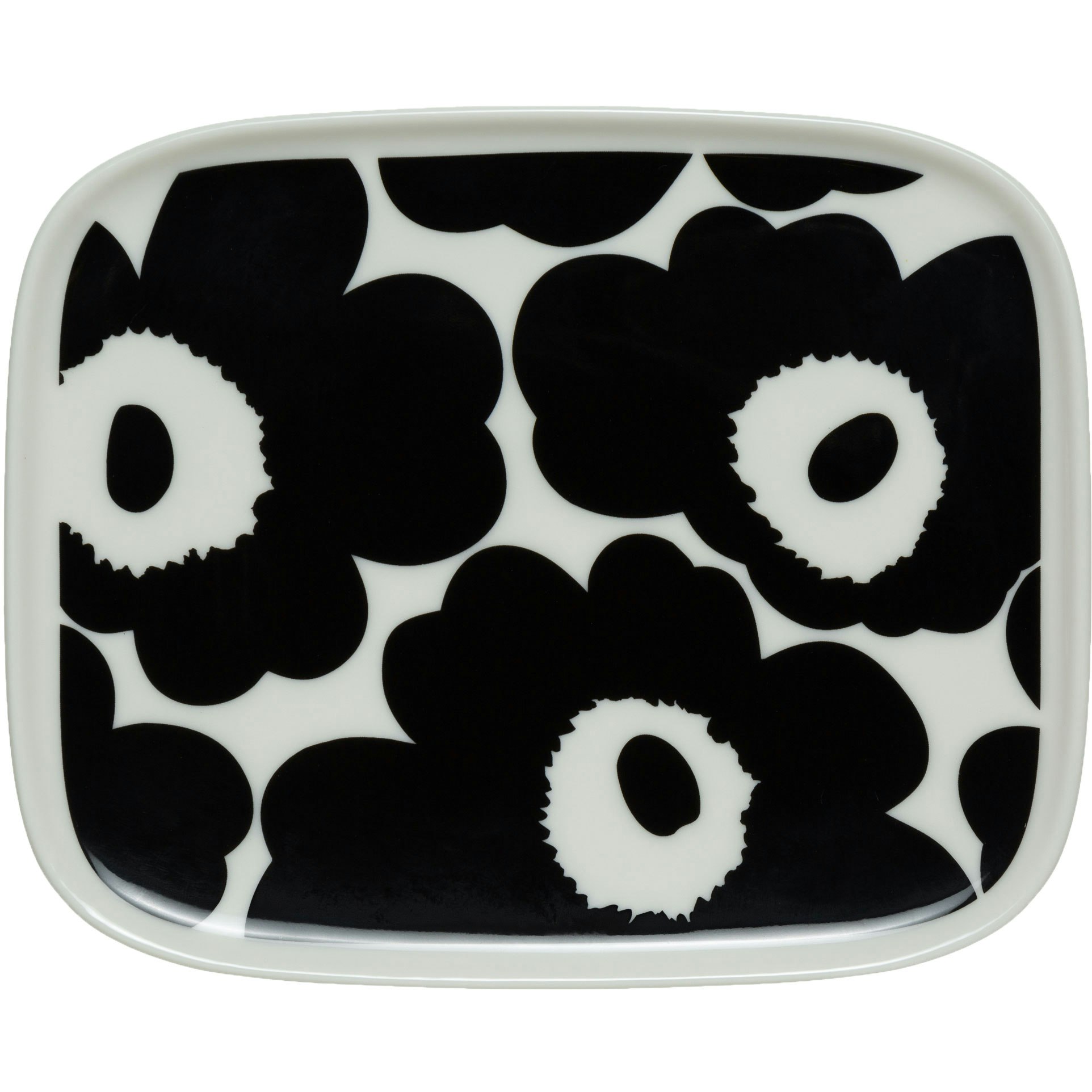 Marimekko Oiva/unikko Tallerken 12x15 Cm Svart / Hvit -  Asjetter Stengods Sort - 071067-190