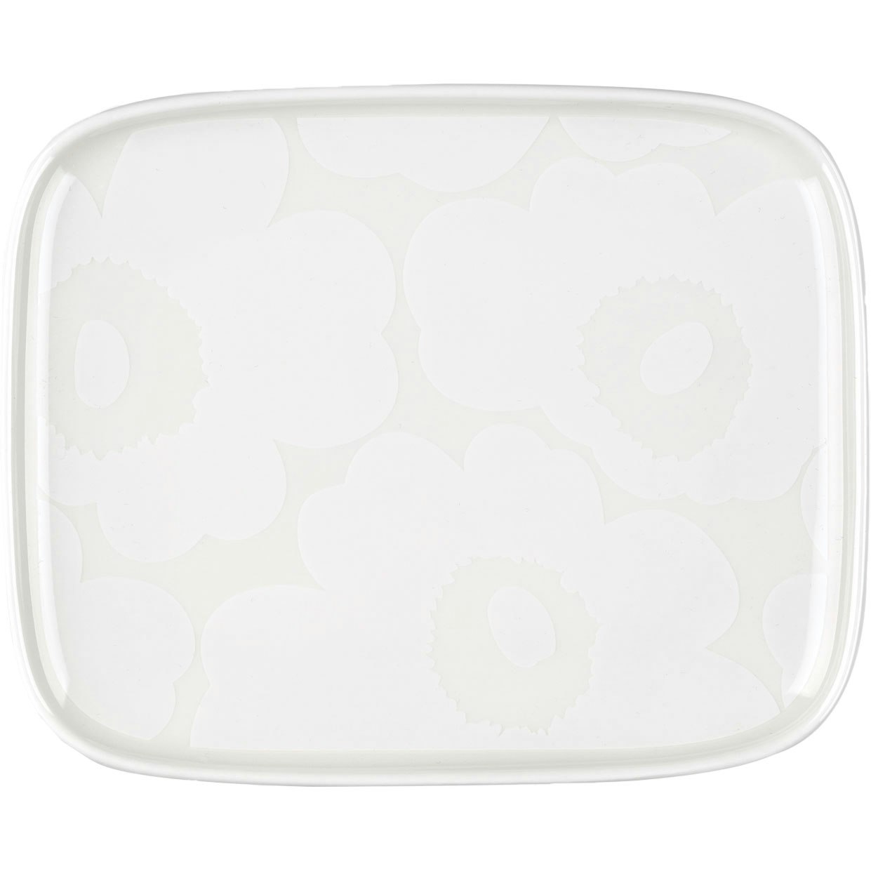 Marimekko Oiva/unikko Tallerken 12x15 Cm  -  Asjetter Stengods Hvit - 073073-100