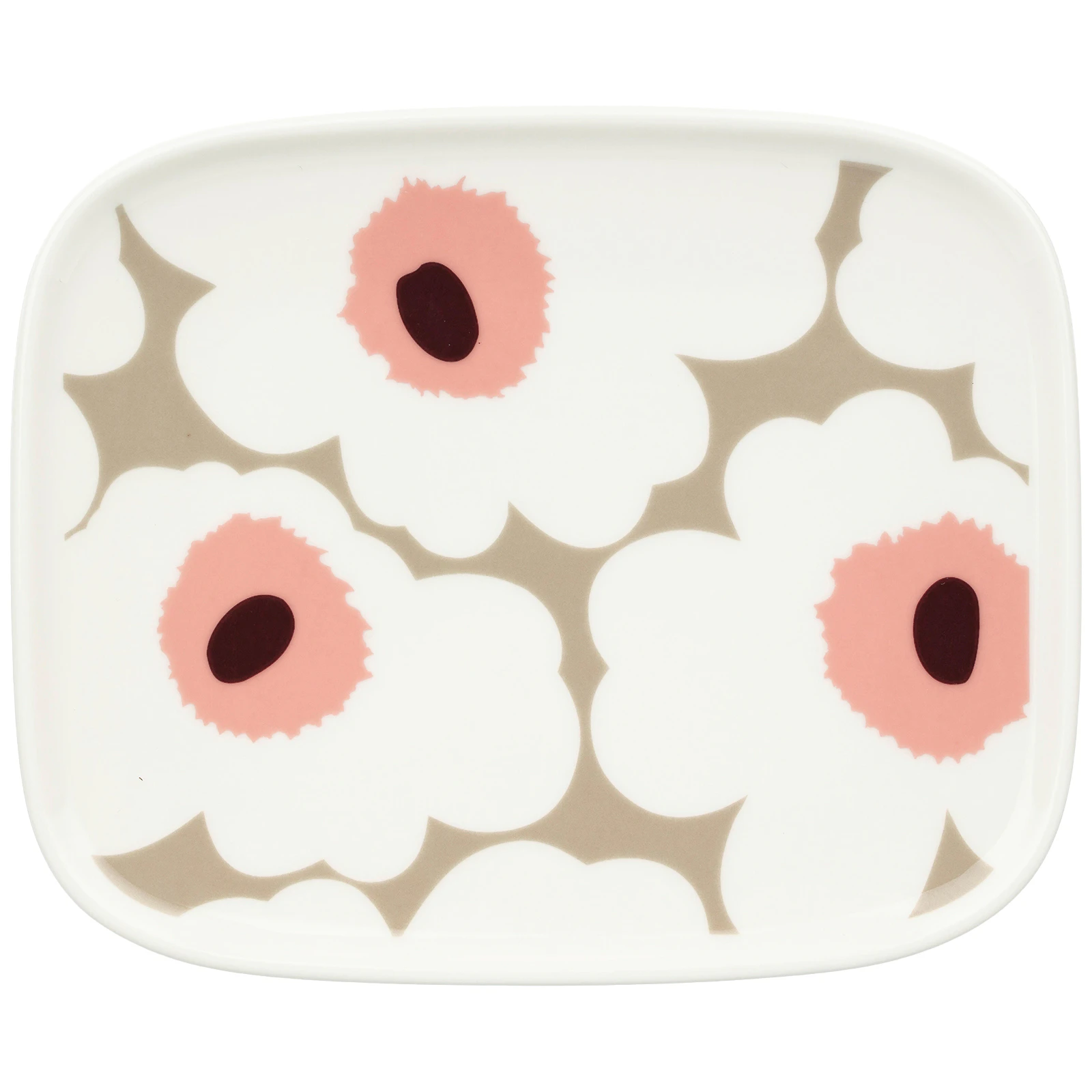 Marimekko Oiva/unikko Tallerken 12x15 Cm  / Clay / Dark Wine -  Asjetter Stengods Powder - 075535-183