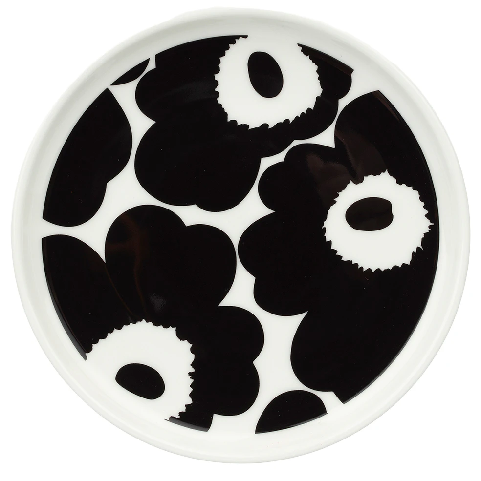 Marimekko Oiva/unikko Tallerken 13,5 Cm  / Hvit -  Asjetter Stengods Sort - 075542-190