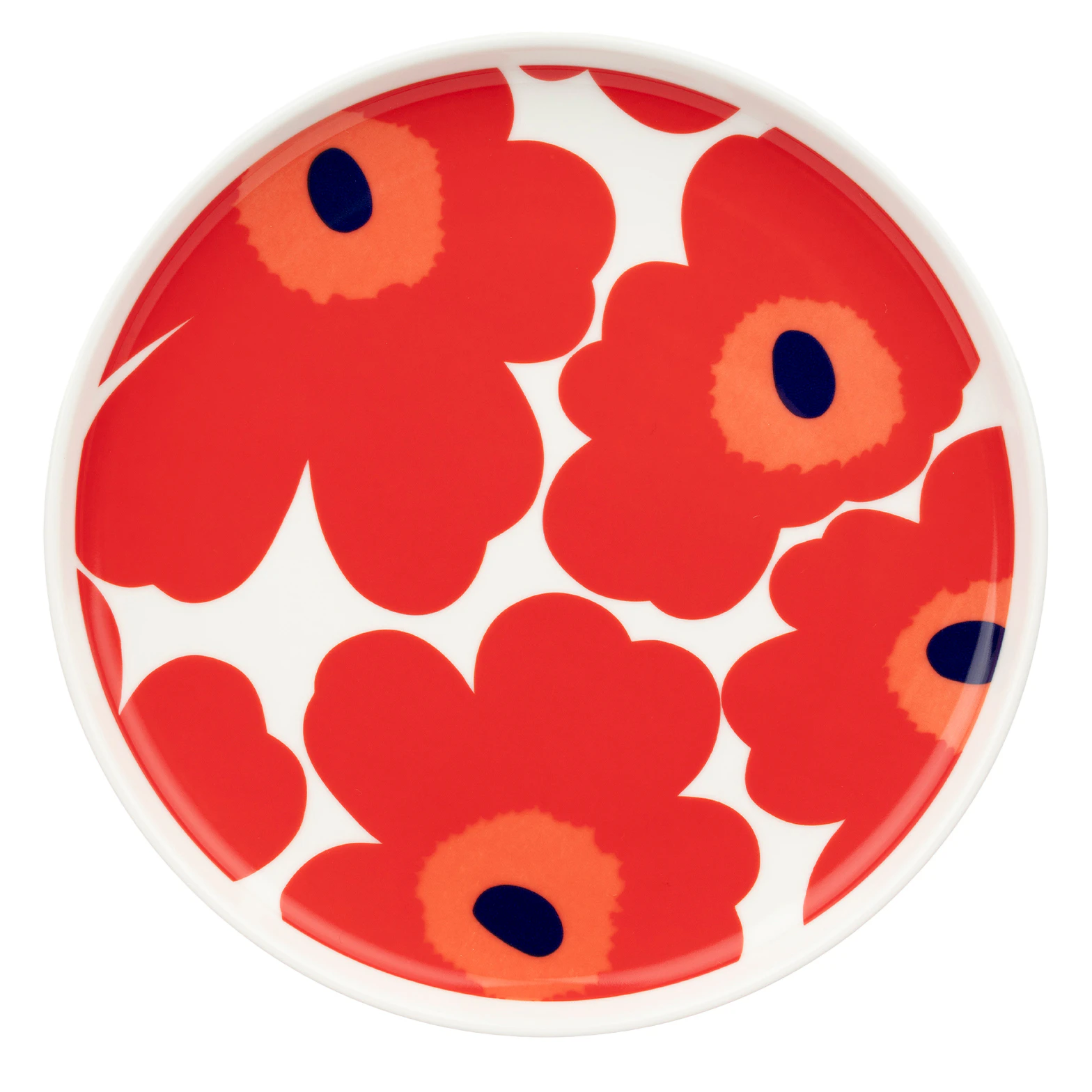 Marimekko Oiva/unikko Tallerken &Oslash;20 Cm R&oslash;d -  Tallerkener Stengods Hvit - 075539-001