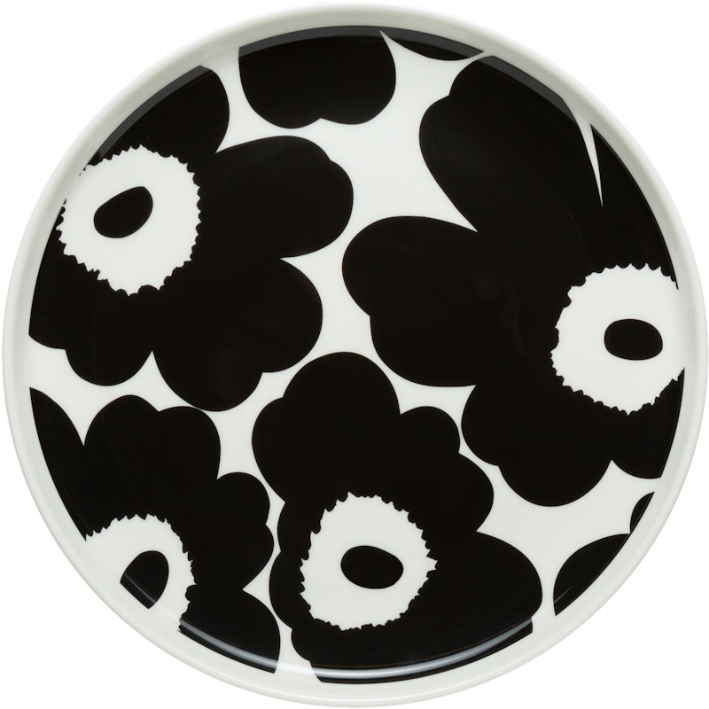 Oiva/Unikko Tallerken 20 cm, Svart / Hvit