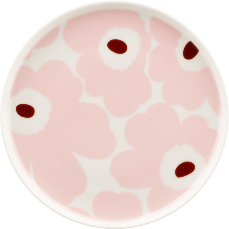 Oiva/Unikko Tallerken Ø20 cm, Hvit / Light Pink / Kastanje