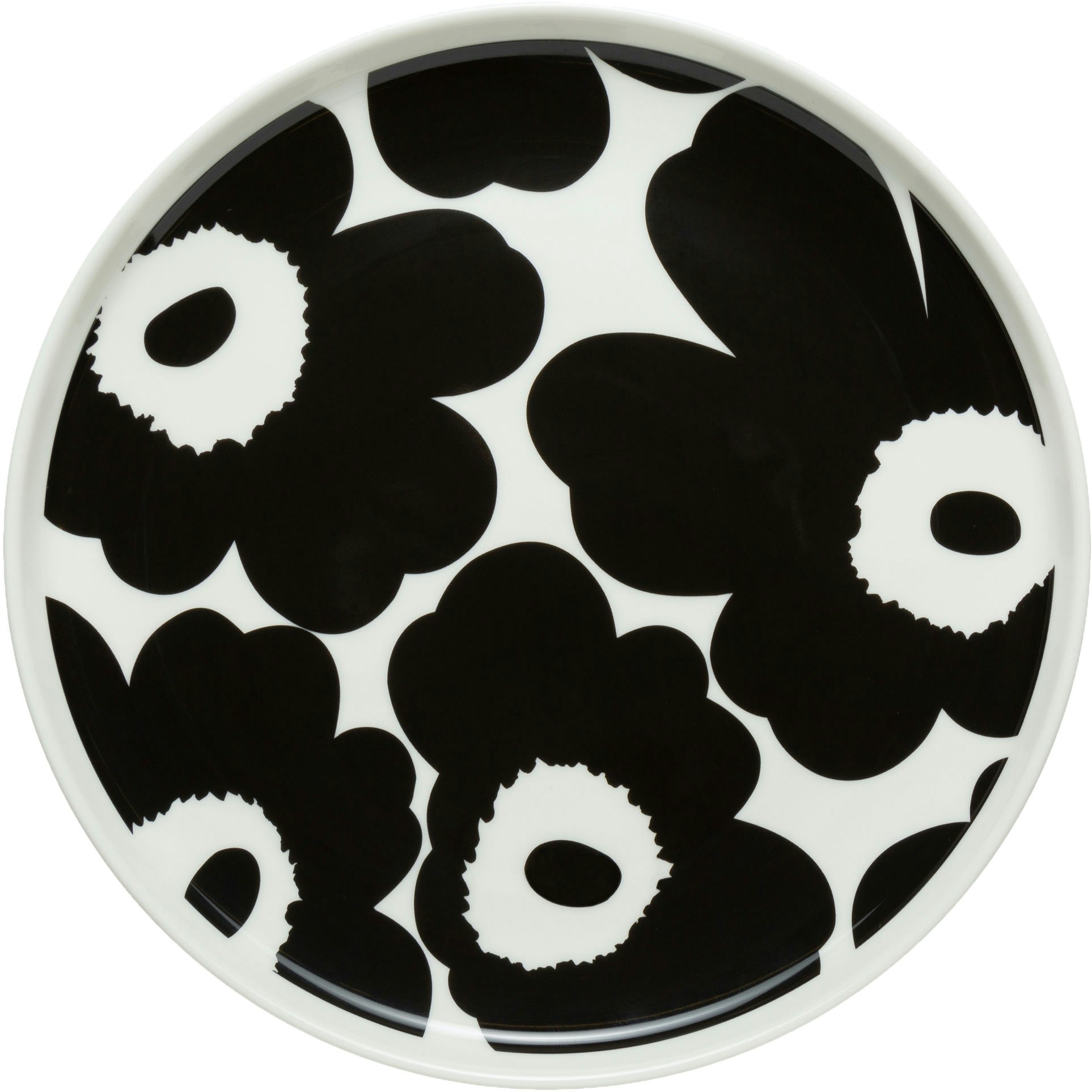 Marimekko Oiva/unikko Tallerken 20 Cm Svart / Hvit -  Tallerkener Stengods Sort - 070763-190