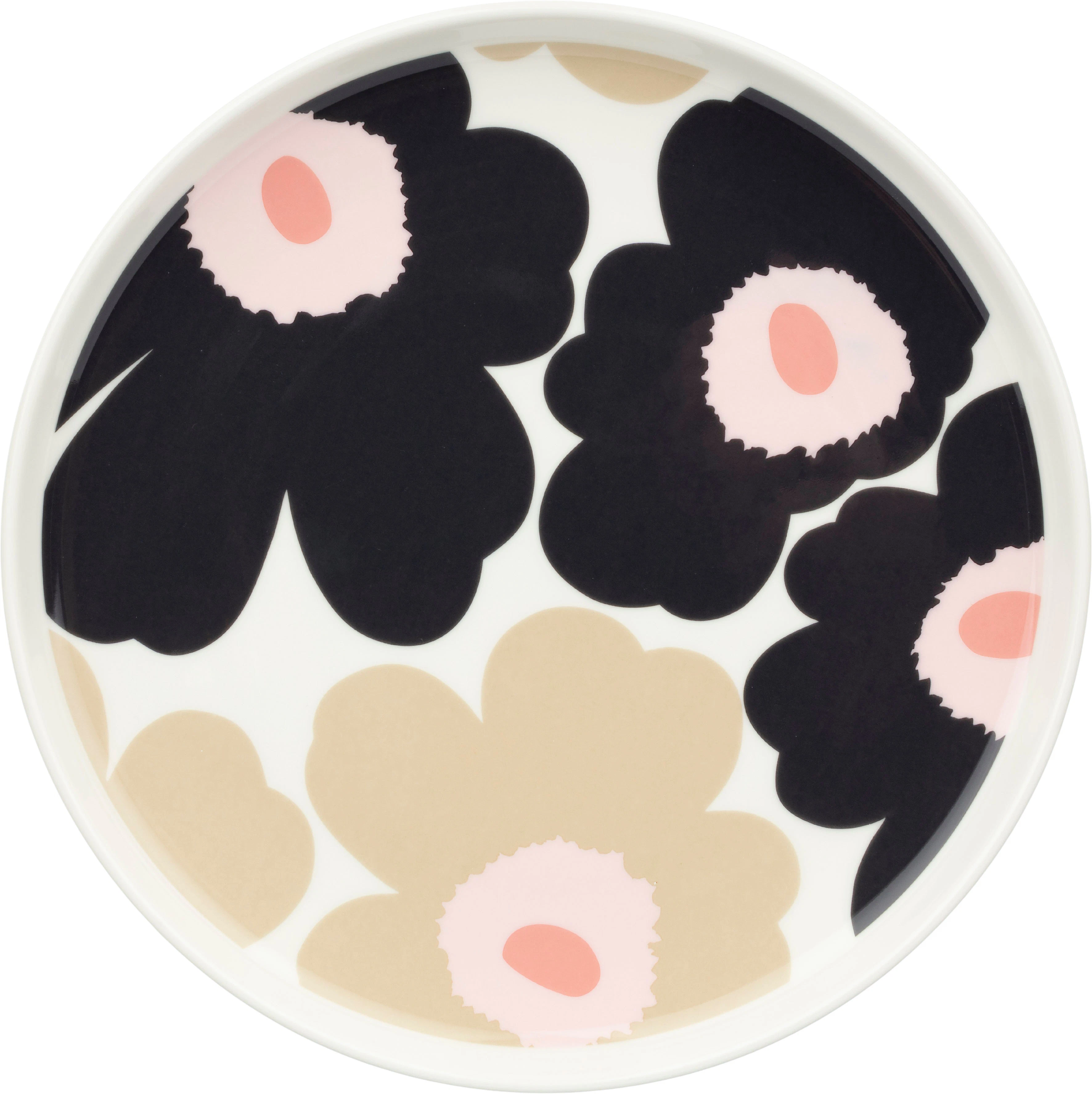 Marimekko Oiva/unikko Tallerken &Oslash;20 Cm Sand / Charcoal -  Tallerkener Stengods Rosa - 075265-198