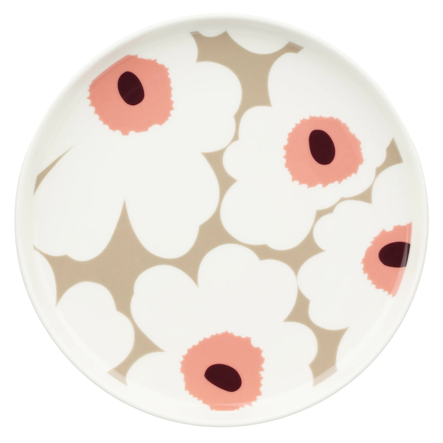 Marimekko Oiva/unikko Tallerken &Oslash;20 Cm Clay / Dark Wine -  Tallerkener Stengods Hvit - 075533-183