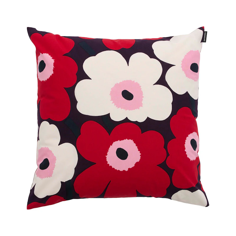 Pieni Unikko Putetrekk 50x50 cm, Plomme / Cranberry / Rosa