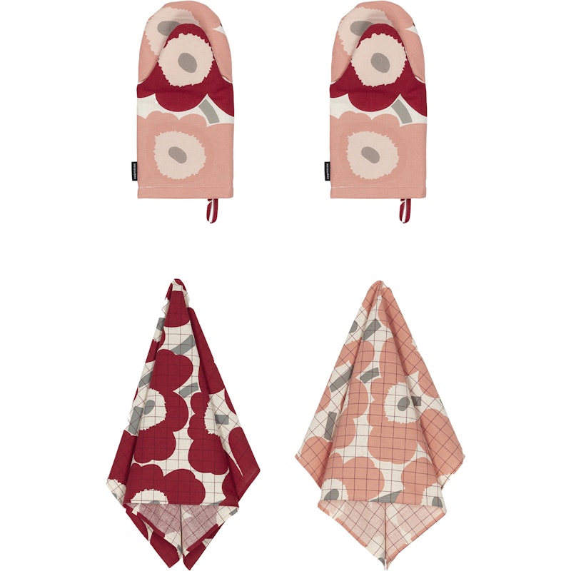 Pieni Unikko Kjøkkentekstilsett 4-pk