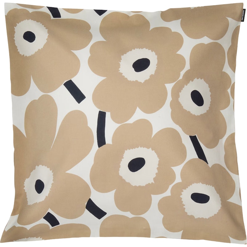 Pieni Unikko Putetrekk 50x50 cm, Beige / Off-white / Mørkeblå