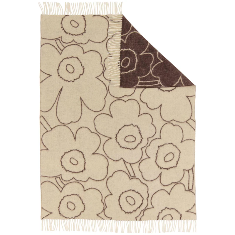 Piirto Unikko Pledd 130x170 cm, Off-white / Taupebrun