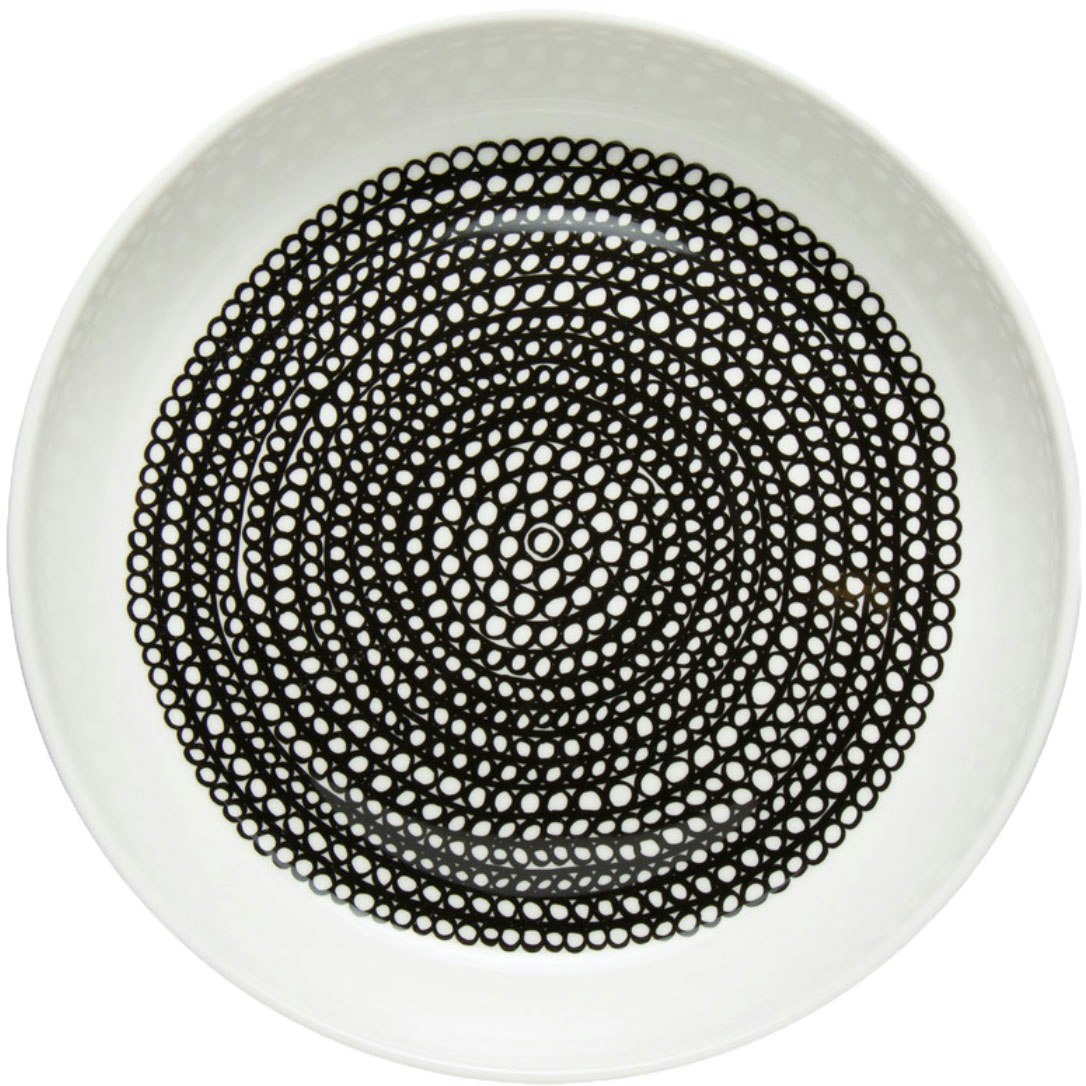 Marimekko R&auml;symatto Tallerken 20,5 Cm Hvit / Svart -  Asjetter Stengods Sort - 070796-190