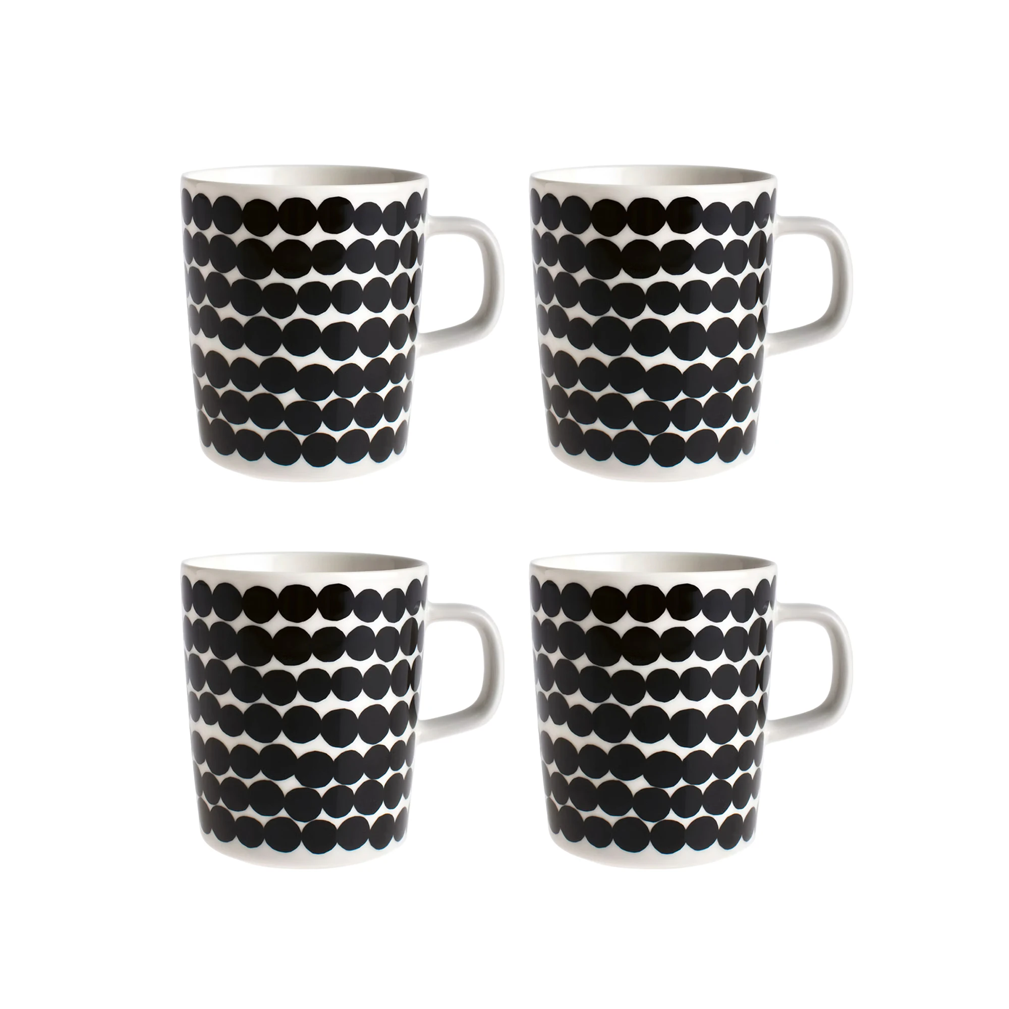 Marimekko Siirtolapuutarha Krus 25 Cl 4-pk - Kaffekopper Stengods Sort - 063296-190X4