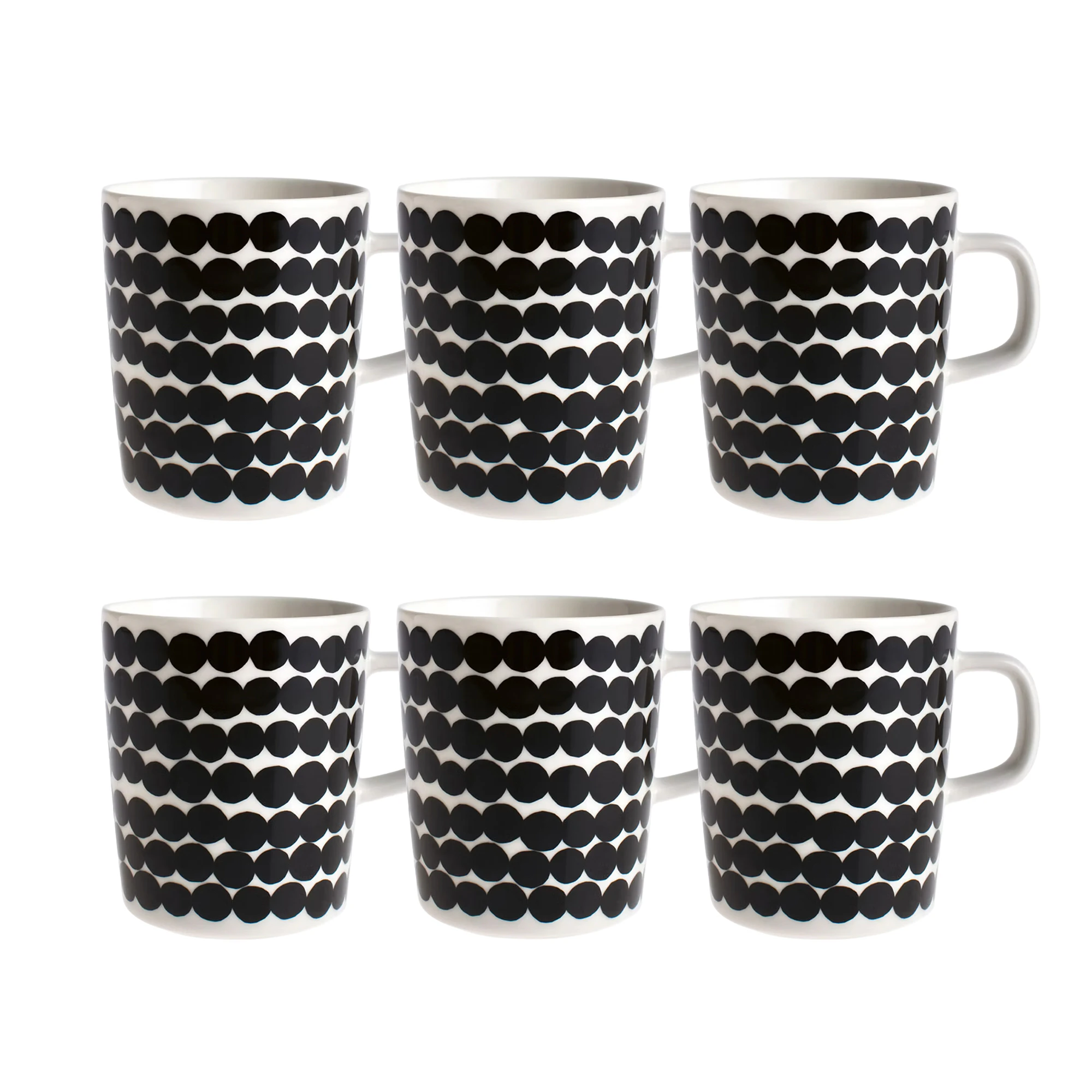 Marimekko Siirtolapuutarha Krus 25 Cl 6-pk - Kaffekopper Stengods Sort - 063296-190X6