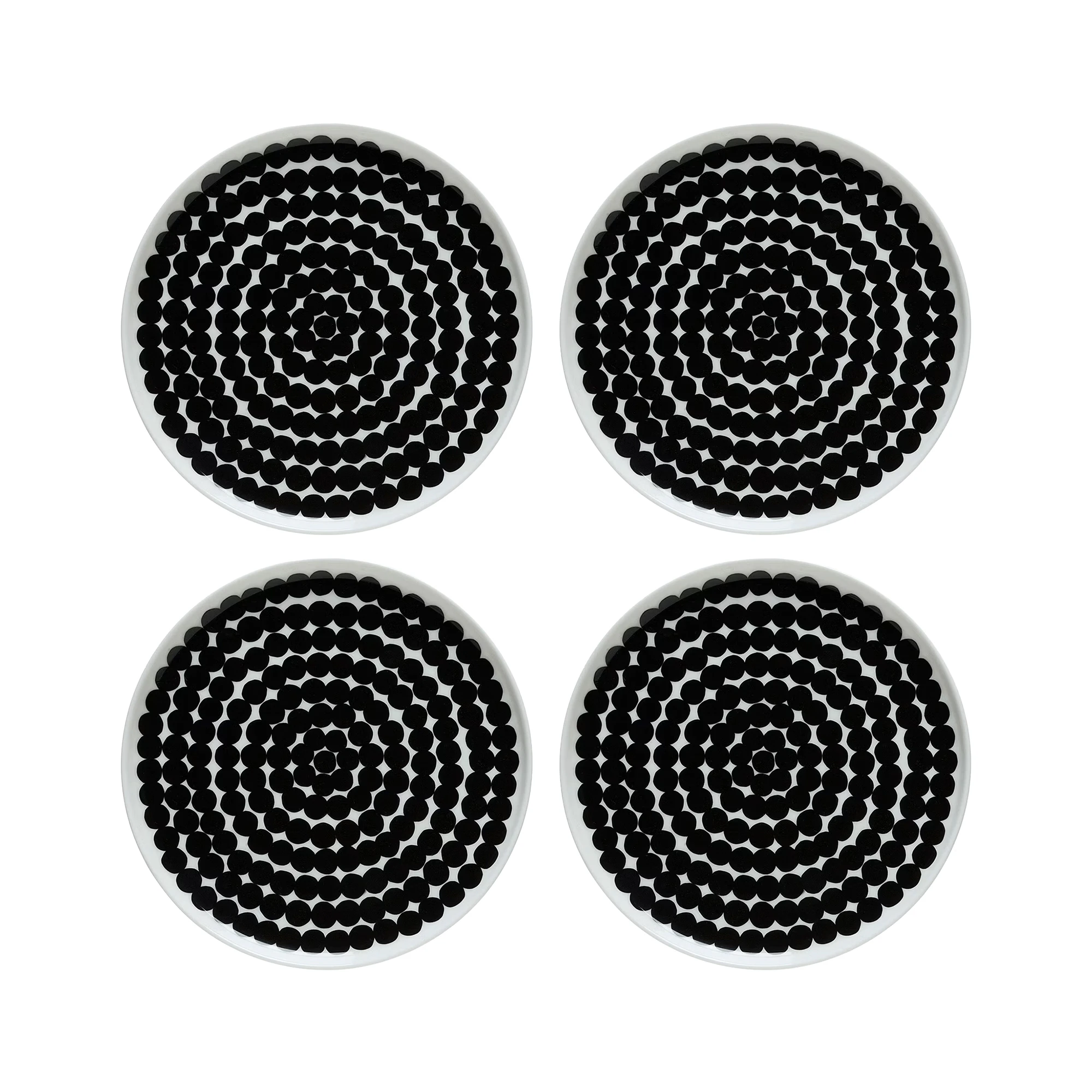 Marimekko Siirtolapuutarha Sidetallerken 20 Cm 4-pk - Tallerkener Stengods Sort - 067265-190X4