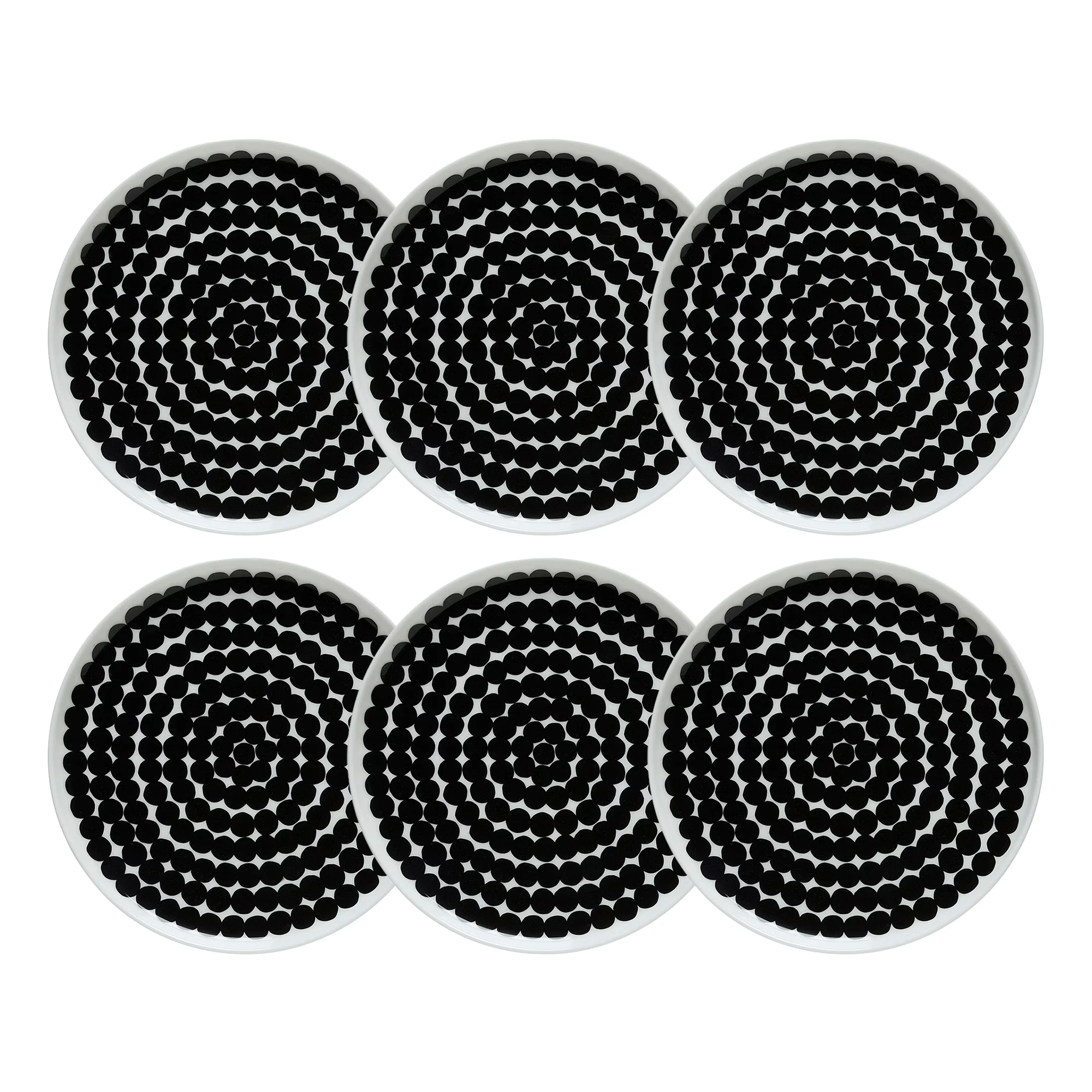 Marimekko Siirtolapuutarha Sidetallerken 20 Cm 6-pk - Tallerkener Stengods Sort - 067265-190X6