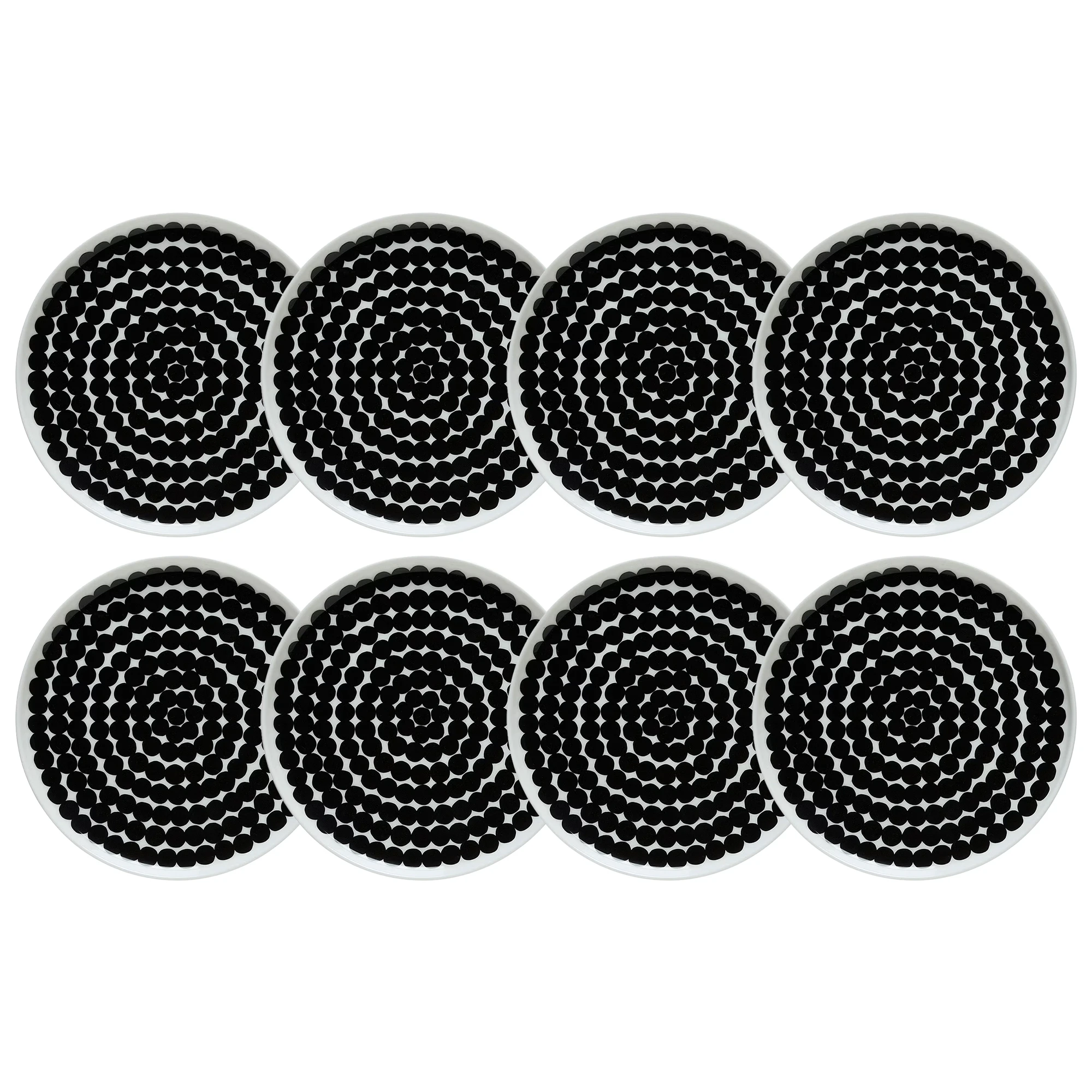 Marimekko Siirtolapuutarha Sidetallerken 20 Cm 8-pk - Tallerkener Stengods Sort - 067265-190X8
