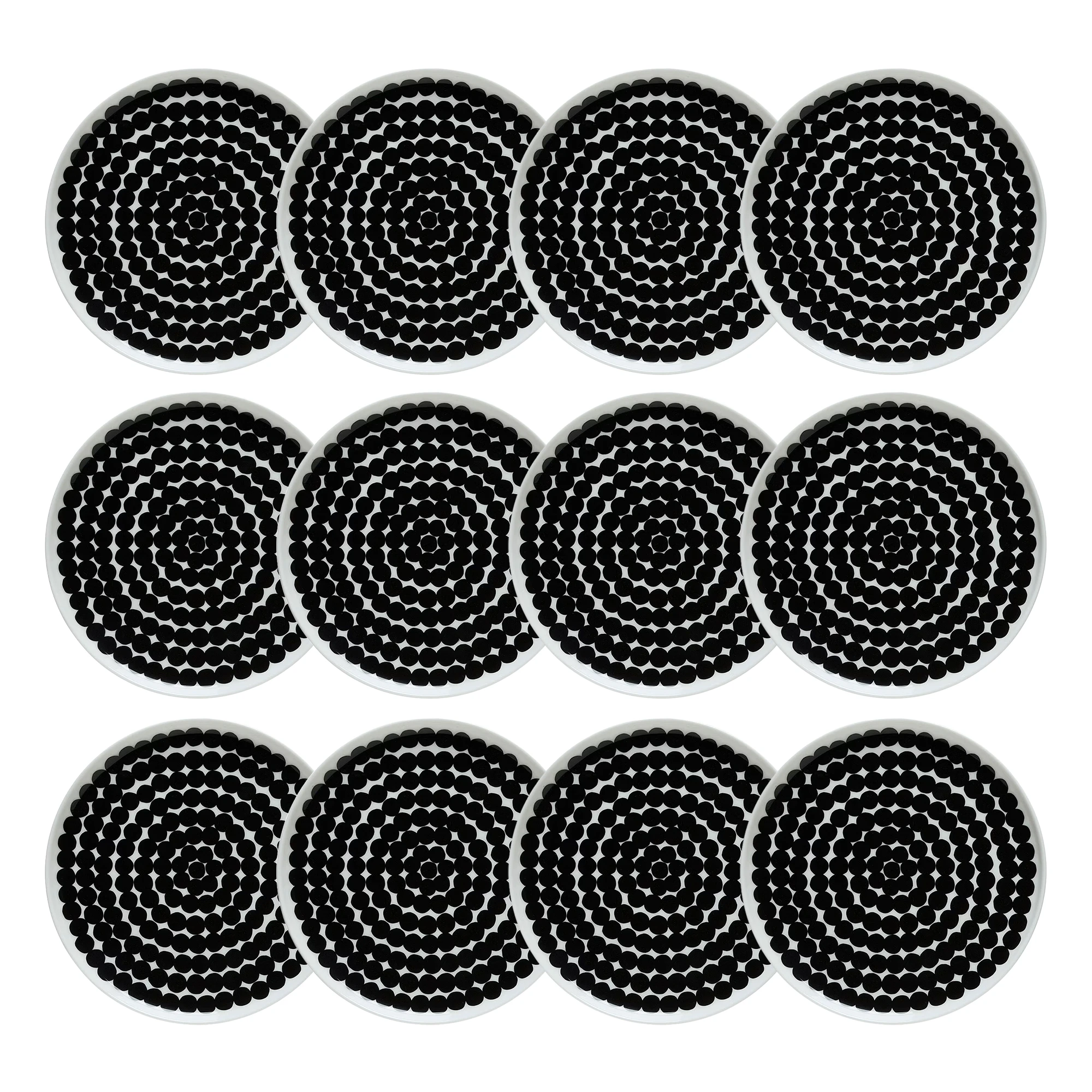 Marimekko Siirtolapuutarha Sidetallerken 20 Cm 12-pk - Tallerkener Stengods Sort - 067265-190X12