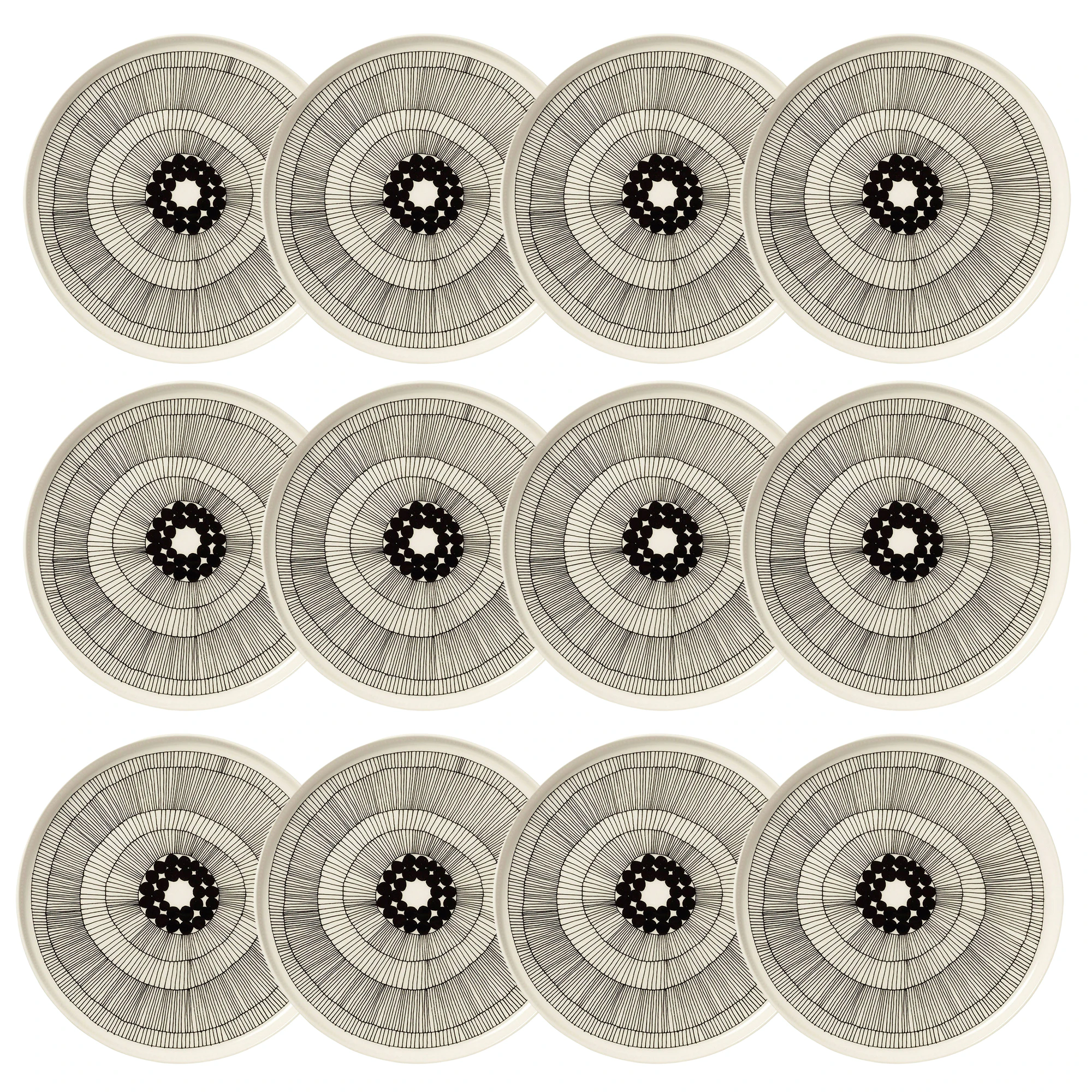 Marimekko Siirtolapuutarha Tallerken 25 Cm 12-pk - Tallerkener Stengods Sort - 063304-191X12