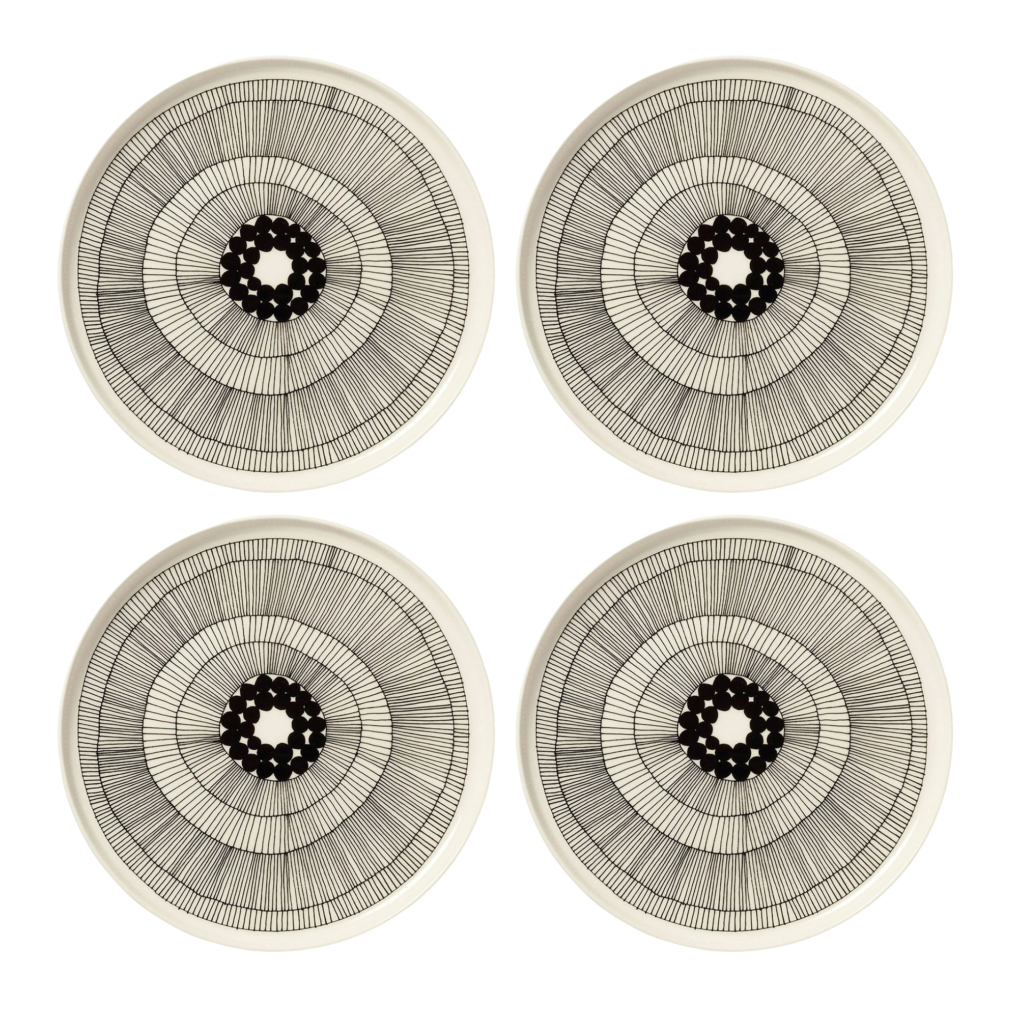 Marimekko Siirtolapuutarha Tallerken 25 Cm 4-pk - Tallerkener Stengods Sort - 063304-191X4