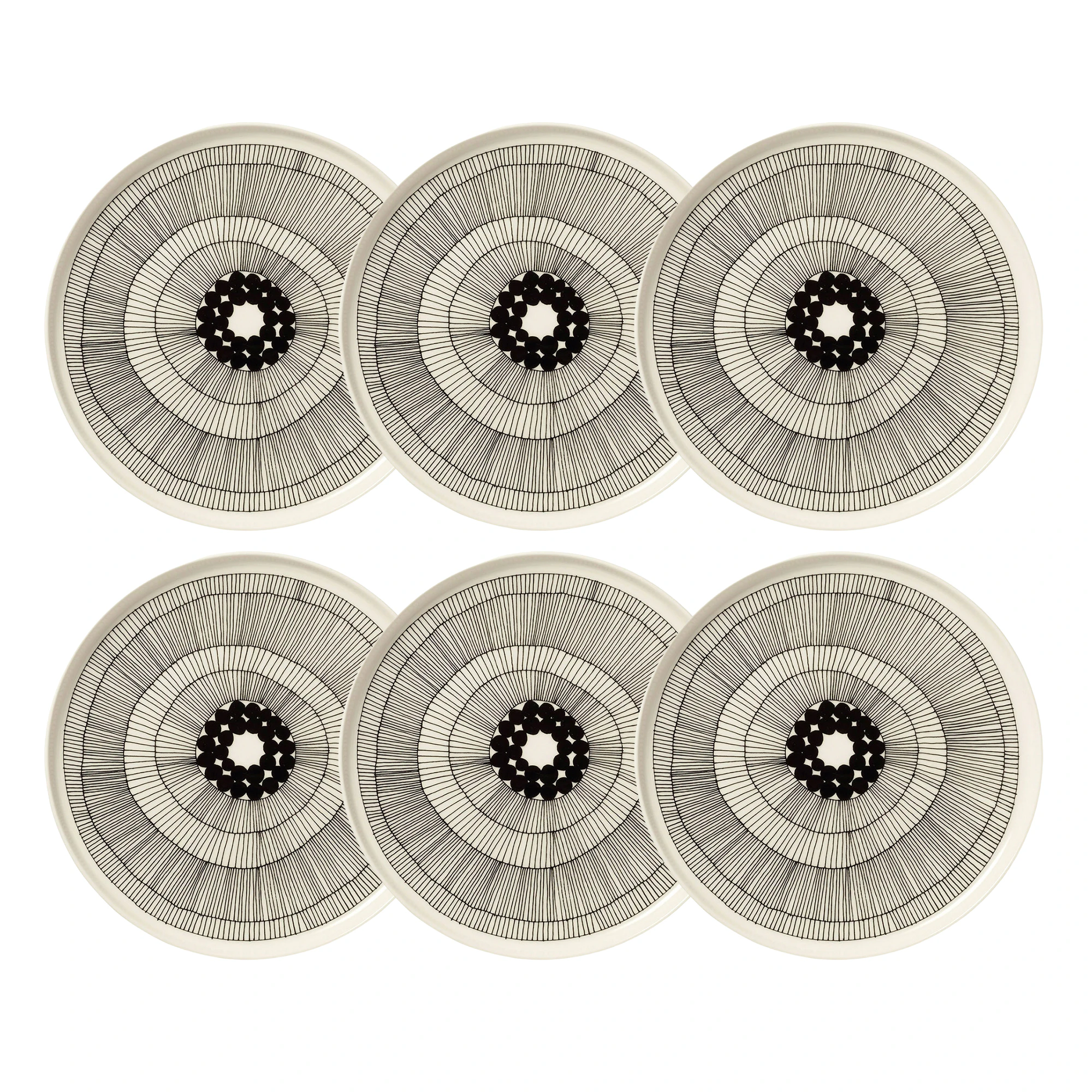 Marimekko Siirtolapuutarha Tallerken 25 Cm 6-pk - Tallerkener Stengods Sort - 063304-191X6
