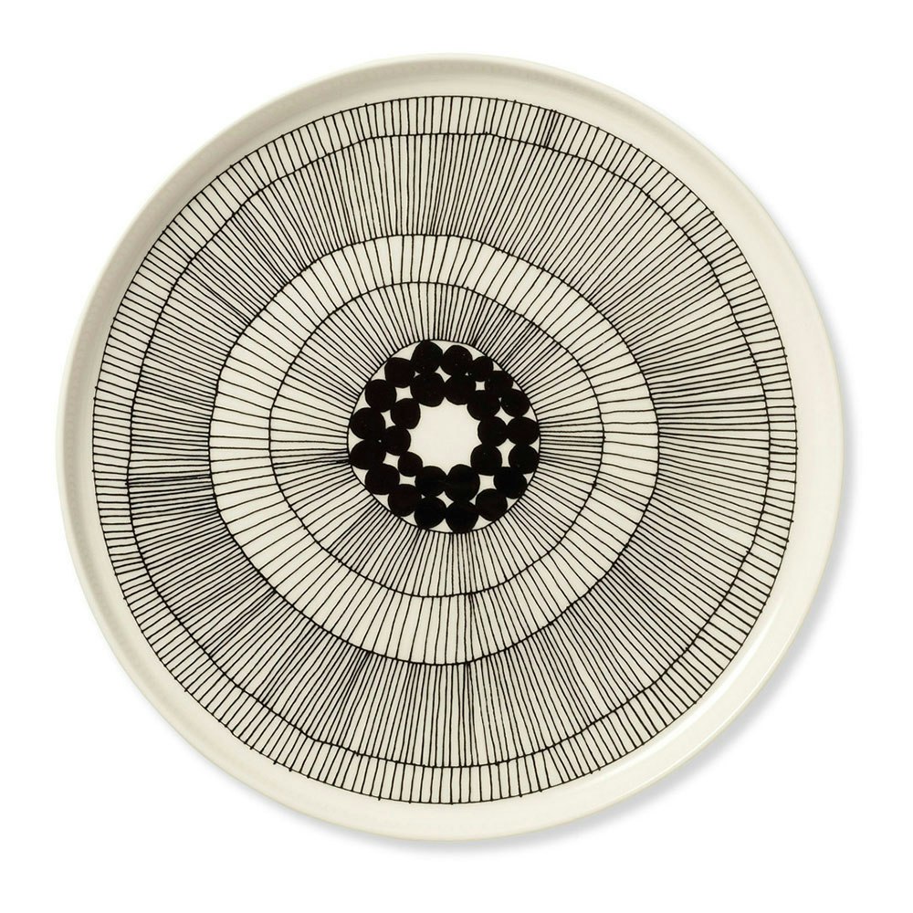 Marimekko Siirtolapuutarha Tallerken Rund &Oslash; 25 Cm vit/ -  Tallerkener Stengods Sort - 51500006