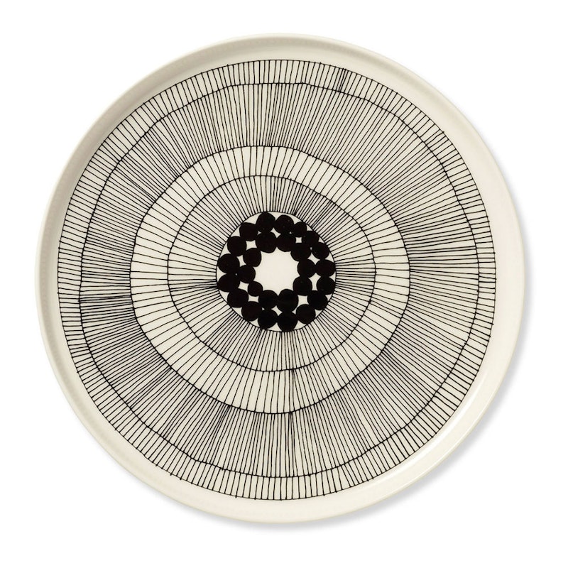 Siirtolapuutarha tallerken rund Ø 25 cm,Hvit/Sort