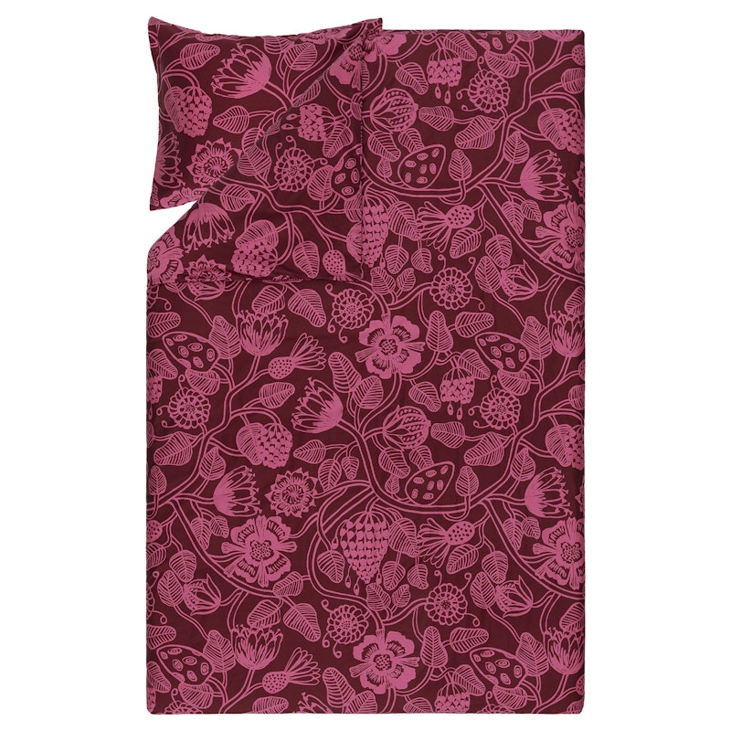 Tiara Sateen Sengesett 150x210 + 50x60 cm, Rosa/Vinrød