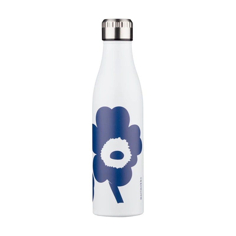 Unikko Drikkeflaske 500 ml, Hvit / Blå