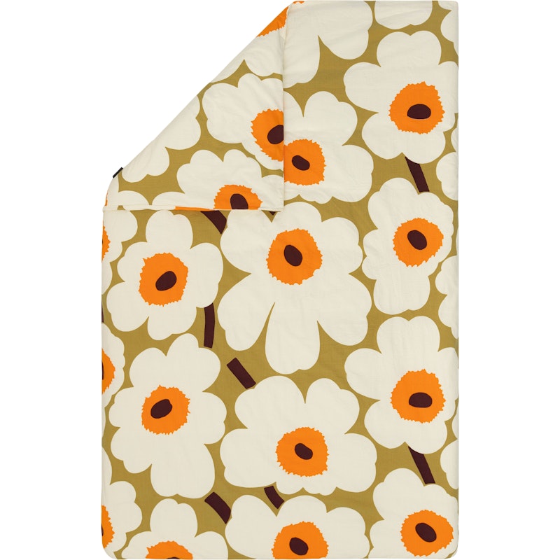 Unikko Dynetrekk Cream / Caramel / Warm Orange, 150x210 cm