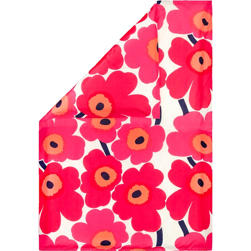 Unikko Dynetrekk Hvit / Rød, 240x220 cm