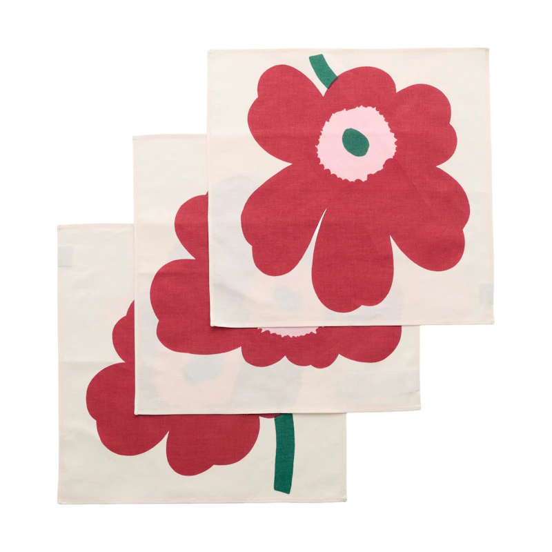 Unikko Serviett 3-pk, Cranberry / Rosa