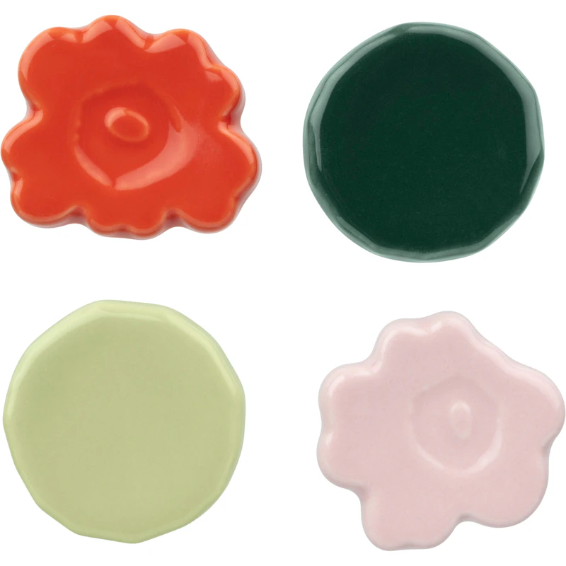 Unikko/Kivet Spisepinnestativ 4-pk, Rosa / Mørkegrønn / Pear