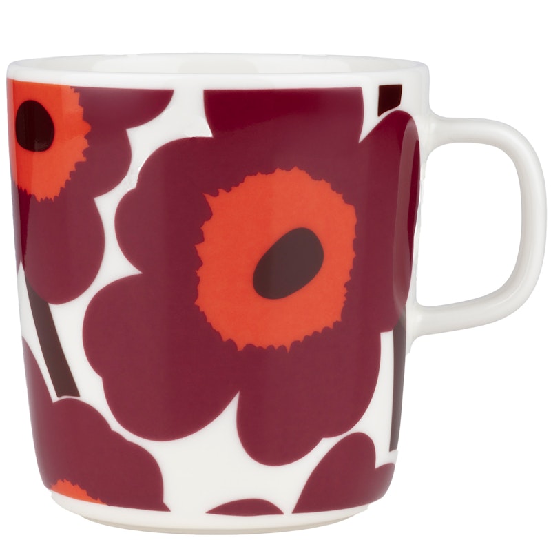 Oiva/Unikko Mug 40 cl Krus 40 cl Hvit Rød Vinrød