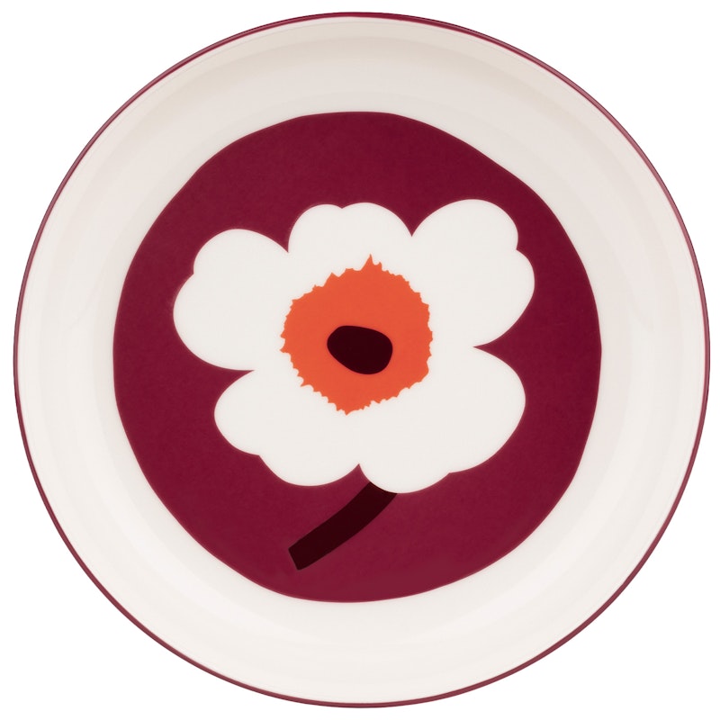 Unikko Serveringsskål 20,5 cm, Hvit / Rosa / Mørkegrønn, Hvit / Rød / Vinrød