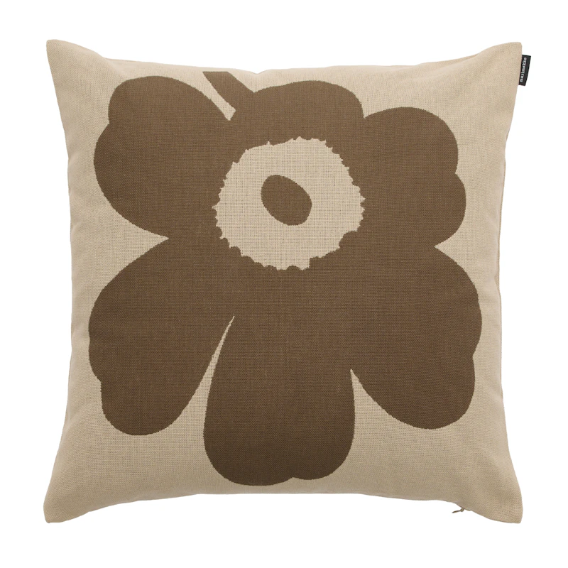 Unikko Putetrekk 50x50 cm, Off-white / Taupebrun
