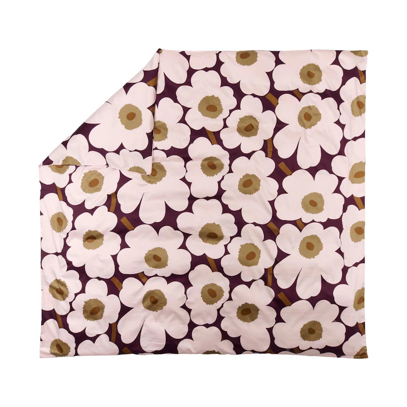 Unikko Satin Dynetrekk 240x220 cm, Plomme / Rosa / Toffee