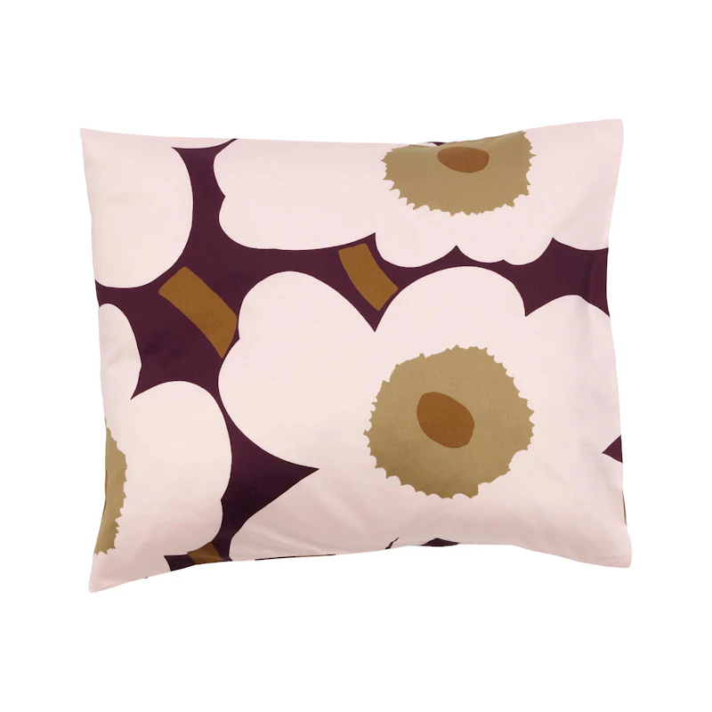 Unikko Satin Putevar 80x80 cm, Plomme / Rosa / Toffee