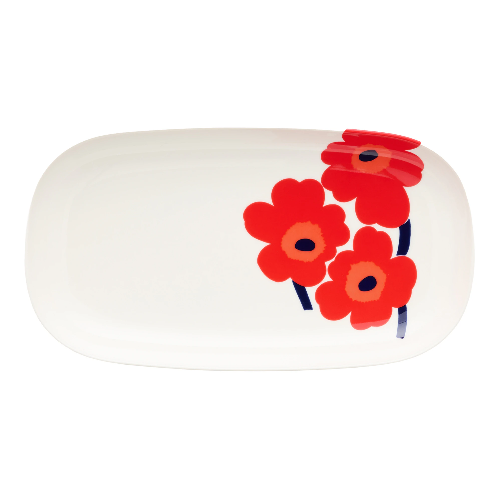 Marimekko Unikko Serveringsfat 17x32 Cm - Serveringsfat Stengods Hvit - 076269-001