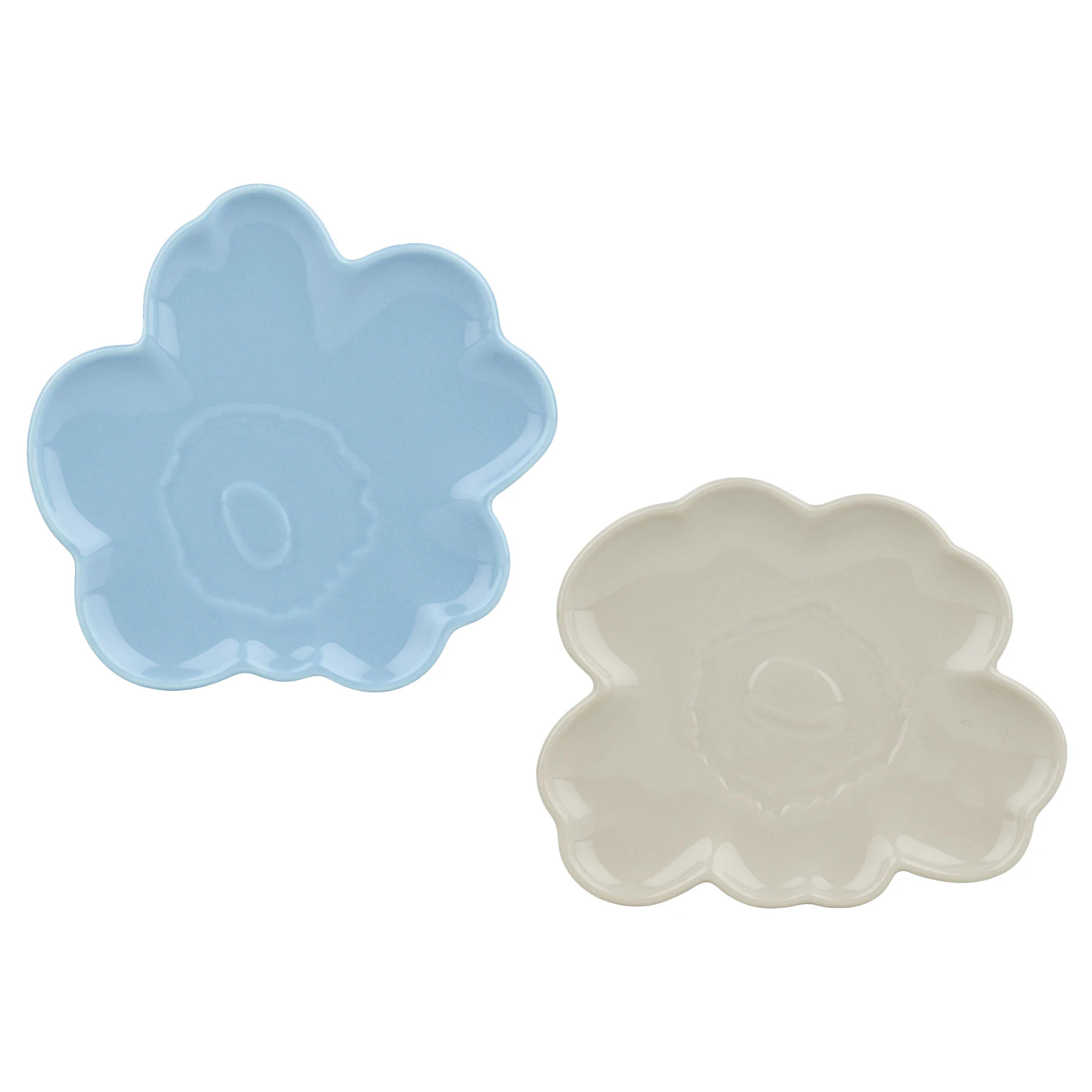 Marimekko Unikko Shape Tallerken 13 Cm 2-pk Lyse / Off-white -  Asjetter Stengods Bl&aring; - 074591-580