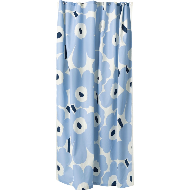 Unikko Dusjforheng 180x200 cm, Off-white / Lyseblå / Marineblå