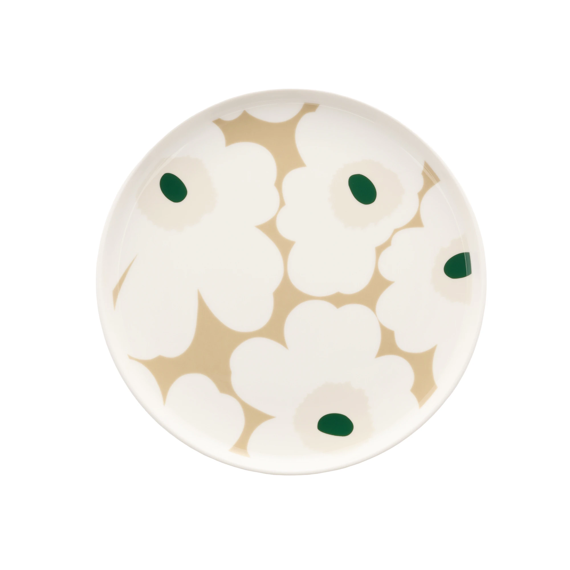 Marimekko Oiva/unikko Tallerken &Oslash;20 Cm M&oslash;rkegr&oslash;nn / Light Sand - Asjetter Stengods M&oslash;rk Gr&oslash;nn - 075870-188