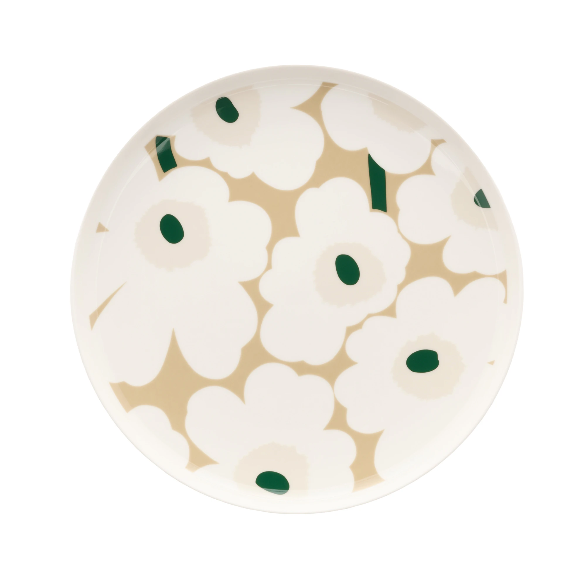 Marimekko Oiva/unikko Tallerken &Oslash;25 Cm M&oslash;rkegr&oslash;nn / Light Sand - Tallerkener Stengods M&oslash;rk Gr&oslash;nn - 075871-188